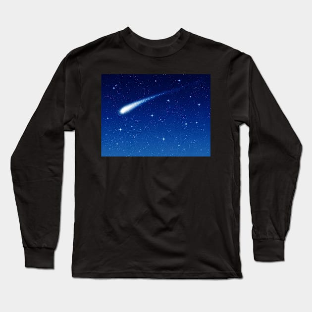 Blue Shooting Star - Make a wish Long Sleeve T-Shirt by clearviewstock